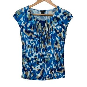 E3- extra small blue patterned short sleeve top size XS ANN TAYLOR